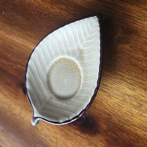 3 For $10 Pier 1 Imports  Stoneware Cream Trinket Leaf Plate.